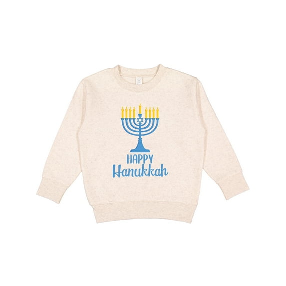 Inktastic Happy Hanukkah with Blue Menorah Toddler Sweatshirt