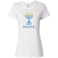 thumbnail image 1 of Inktastic Happy Hanukkah with Blue Menorah Women's T-Shirt, 1 of 5