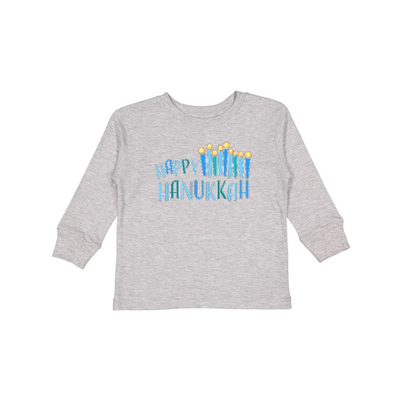 Inktastic Happy Hanukkah with Candles Boys or Girls Long Sleeve Toddler T-Shirt