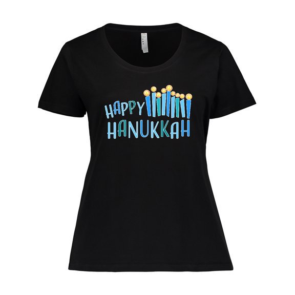 Inktastic Happy Hanukkah with Candles Women's Plus Size T-Shirt