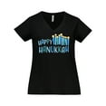 thumbnail image 1 of Inktastic Happy Hanukkah with Candles Women's Plus Size V-Neck T-Shirt, 1 of 5