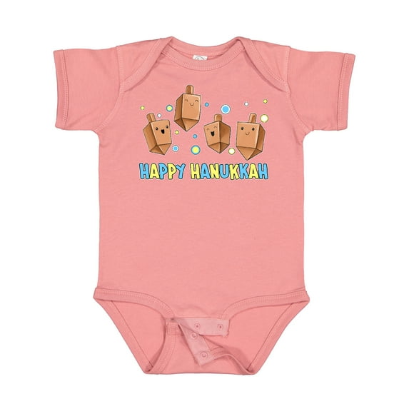 Inktastic Happy Hanukkah with Cute Dreidels Boys or Girls Baby Bodysuit