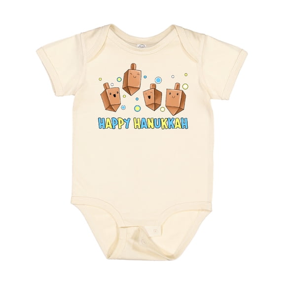Inktastic Happy Hanukkah with Cute Dreidels Boys or Girls Baby Bodysuit
