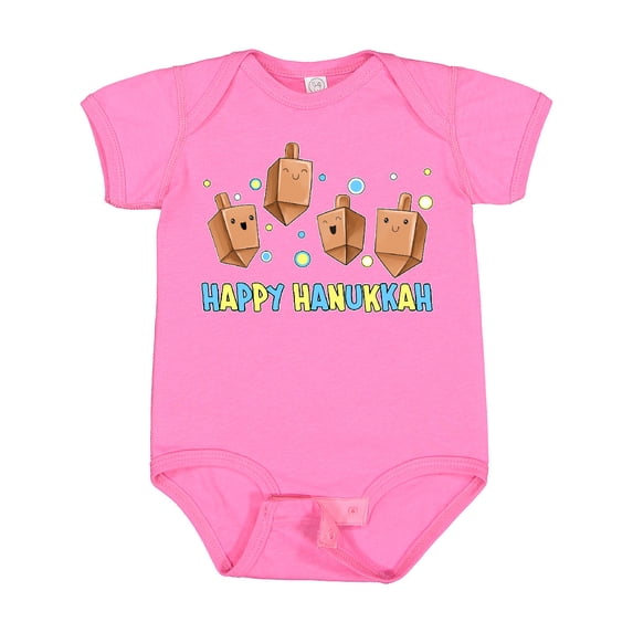 Inktastic Happy Hanukkah with Cute Dreidels Boys or Girls Baby Bodysuit