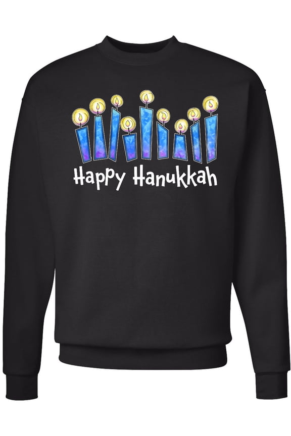 Happy Hanukkah with Lit Candles Adult Sweatshirt