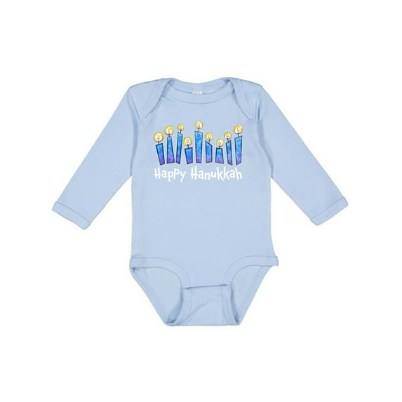 Inktastic Happy Hanukkah with Lit Candles Boys or Girls Long Sleeve Baby Bodysuit