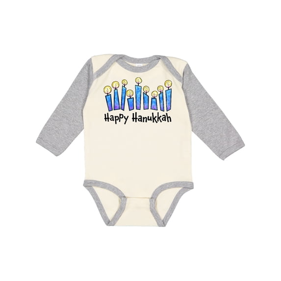 Inktastic Happy Hanukkah with Lit Candles Boys or Girls Long Sleeve Baby Bodysuit