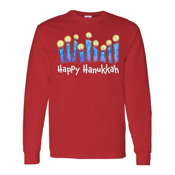 Inktastic Happy Hanukkah with Lit Candles Long Sleeve T-Shirt
