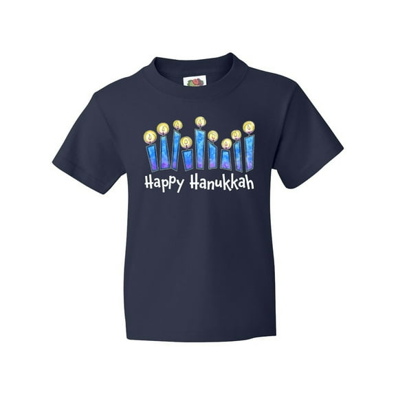 Inktastic Happy Hanukkah with Lit Candles Youth T-Shirt
