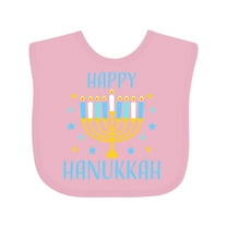 Inktastic Happy Hanukkah with Menorah and Stars Boys or Girls Baby Bib