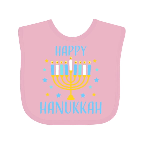 Inktastic Happy Hanukkah with Menorah and Stars Boys or Girls Baby Bib