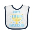 thumbnail image 1 of Inktastic Happy Hanukkah with Menorah and Stars Boys or Girls Baby Bib, 1 of 4