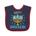 thumbnail image 1 of Inktastic Happy Hanukkah with Menorah and Stars Boys or Girls Baby Bib, 1 of 4
