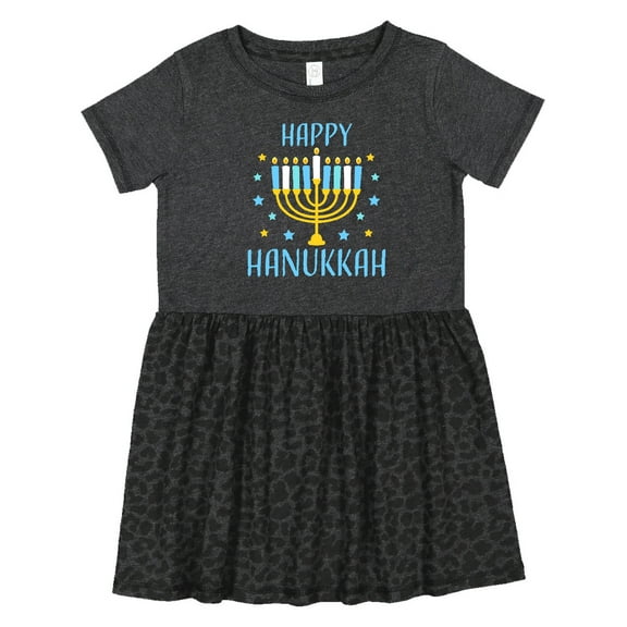 Inktastic Happy Hanukkah with Menorah and Stars Girls Toddler Dress