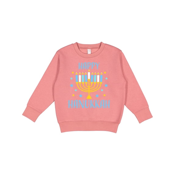 Inktastic Happy Hanukkah with Menorah and Stars Toddler Sweatshirt