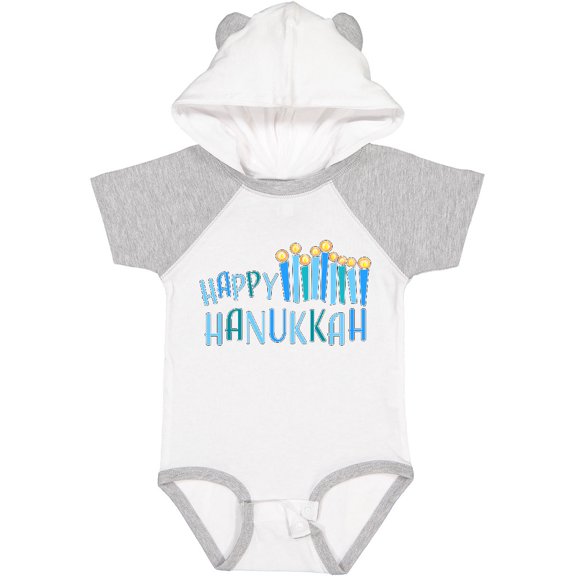 Inktastic Happy Hanukkah with candles Boys or Girls Baby Bodysuit