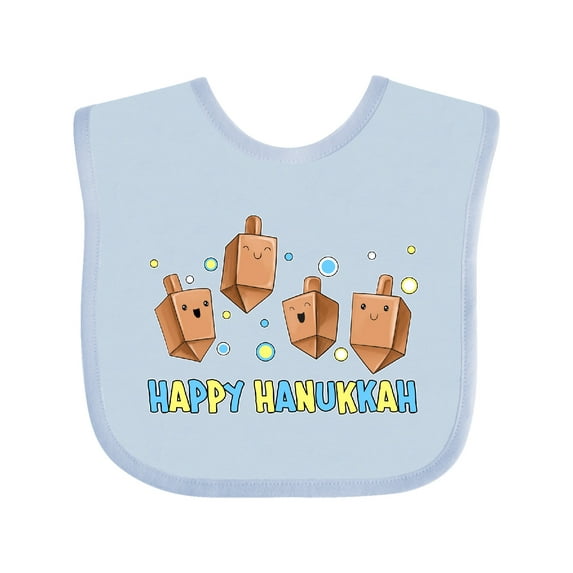 Inktastic Happy Hanukkah with cute dreidels Boys or Girls Baby Bib