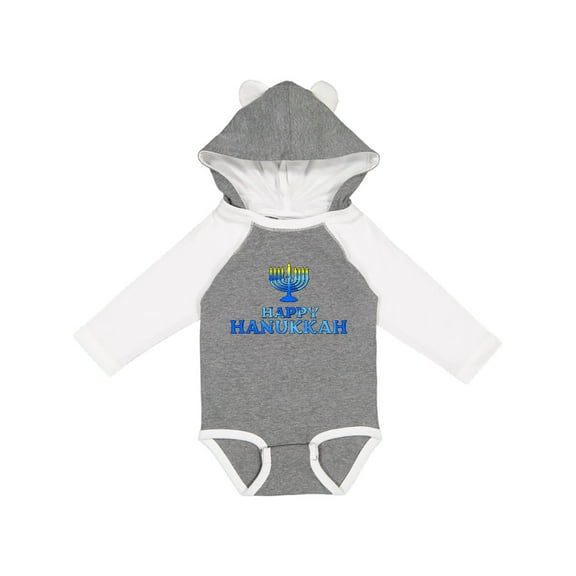 Inktastic Happy Hanukkah with menorah Boys or Girls Long Sleeve Baby Bodysuit