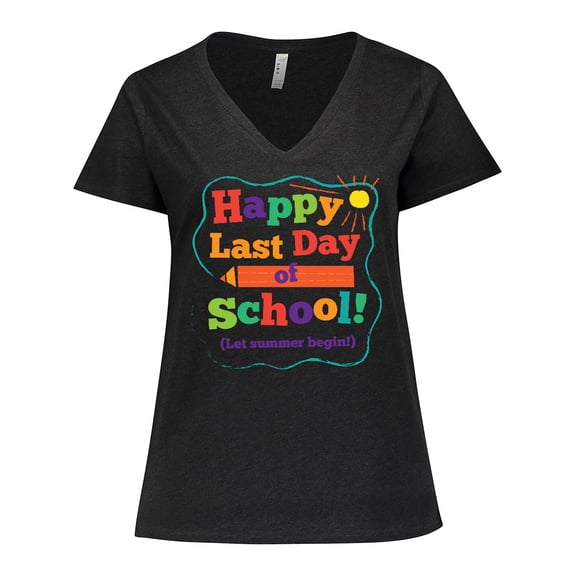 Inktastic Happy Last Day Of School Women's Plus Size V-Neck T-Shirt