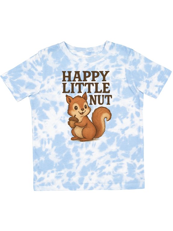 Happy Little Nut Squirrel Cartoon Cute Graphic Boys or Girls Toddler T-Shirt