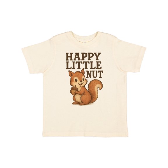 Inktastic Happy Little Nut Squirrel Cartoon Cute Graphic Boys or Girls Toddler T-Shirt