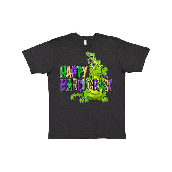 Inktastic Happy Mardi Gras Big and Little Alligators with Beads T-Shirt