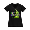 thumbnail image 1 of Inktastic Happy Mardi Gras Big and Little Alligators with Beads Women's Plus Size V-Neck T-Shirt, 1 of 5