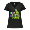 thumbnail image 1 of Inktastic Happy Mardi Gras Big and Little Alligators with Beads Women's Plus Size V-Neck T-Shirt, 1 of 5