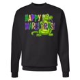 thumbnail image 1 of Inktastic Happy Mardi Gras Cute Alligator with Beads Adult Sweatshirt, 1 of 4