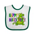 thumbnail image 1 of Inktastic Happy Mardi Gras Cute Alligator with Beads Boys or Girls Baby Bib, 1 of 4