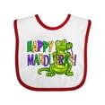 thumbnail image 1 of Inktastic Happy Mardi Gras Cute Alligator with Beads Boys or Girls Baby Bib, 1 of 4