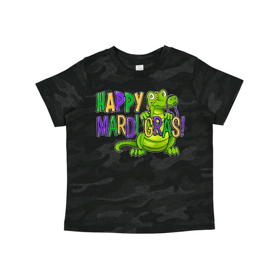 Inktastic Happy Mardi Gras Cute Alligator with Beads Boys or Girls Toddler T-Shirt
