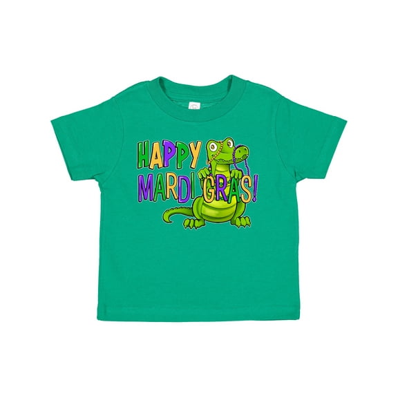 Inktastic Happy Mardi Gras Cute Alligator with Beads Boys or Girls Toddler T-Shirt