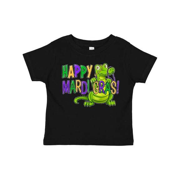 Inktastic Happy Mardi Gras Cute Alligator with Beads Boys or Girls Toddler T-Shirt