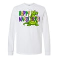 thumbnail image 1 of Inktastic Happy Mardi Gras Cute Alligator with Beads Long Sleeve T-Shirt, 1 of 5