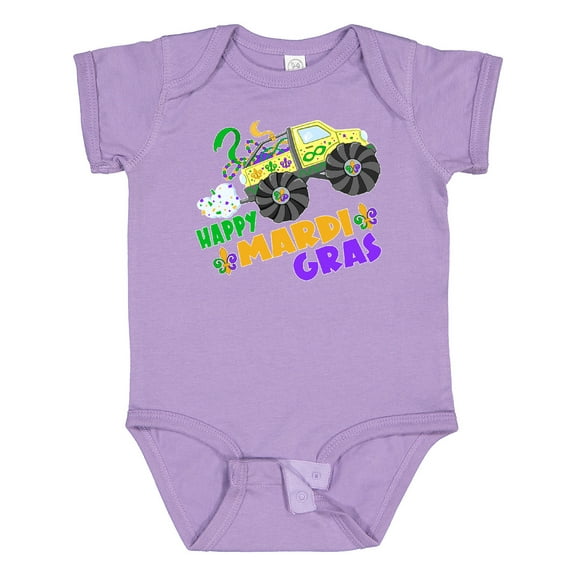 Inktastic Happy Mardi Gras Monster Truck with Beads Boys or Girls Baby Bodysuit