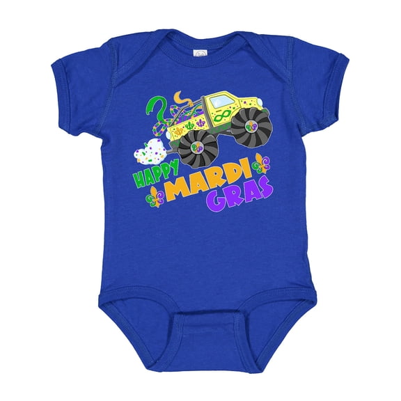 Inktastic Happy Mardi Gras Monster Truck with Beads Boys or Girls Baby Bodysuit