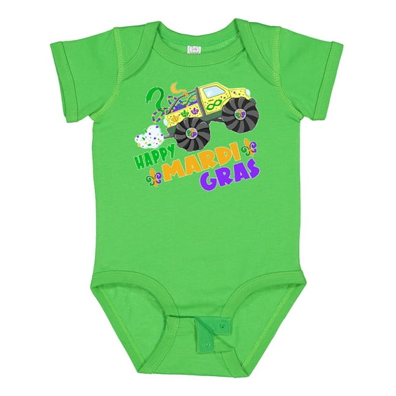 Inktastic Happy Mardi Gras Monster Truck with Beads Boys or Girls Baby Bodysuit