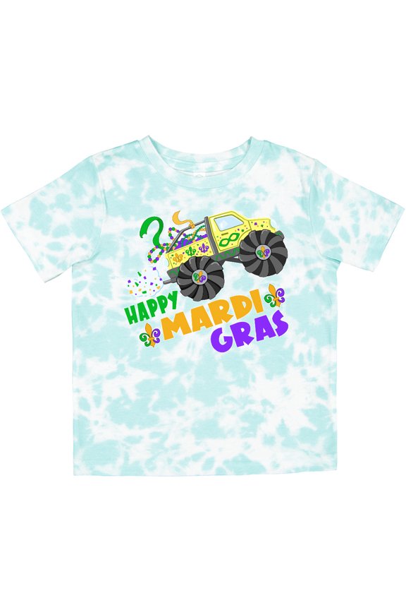 Happy Mardi Gras Monster Truck with Beads Boys or Girls Toddler T-Shirt