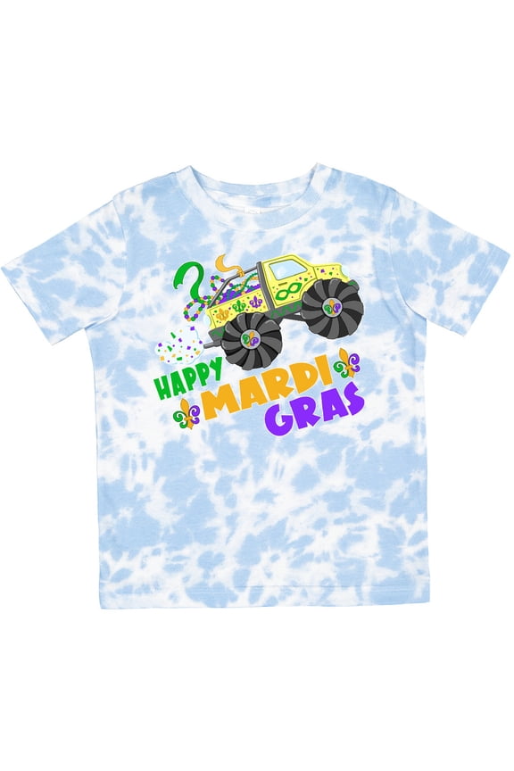 Happy Mardi Gras Monster Truck with Beads Boys or Girls Toddler T-Shirt