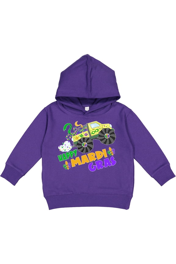 Happy Mardi Gras Monster Truck with Beads Toddler Hoodie