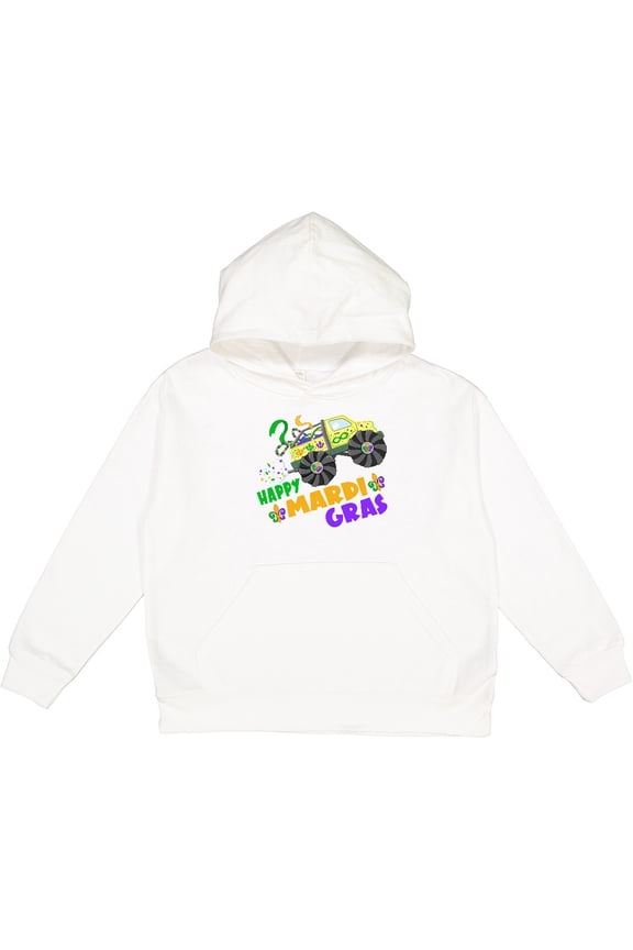 Happy Mardi Gras Monster Truck with Beads Youth Hoodie Sweatshirt