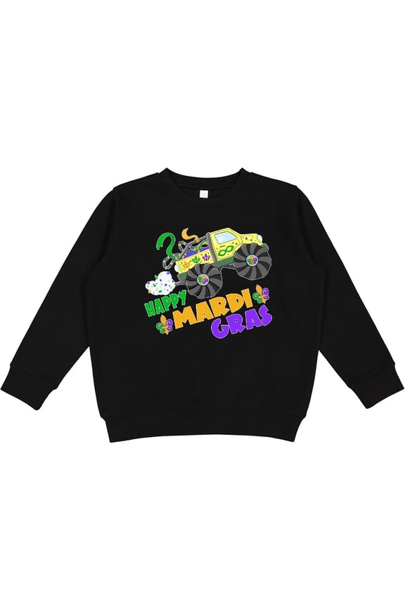 Happy Mardi Gras Monster Truck with Beads Youth Sweatshirt