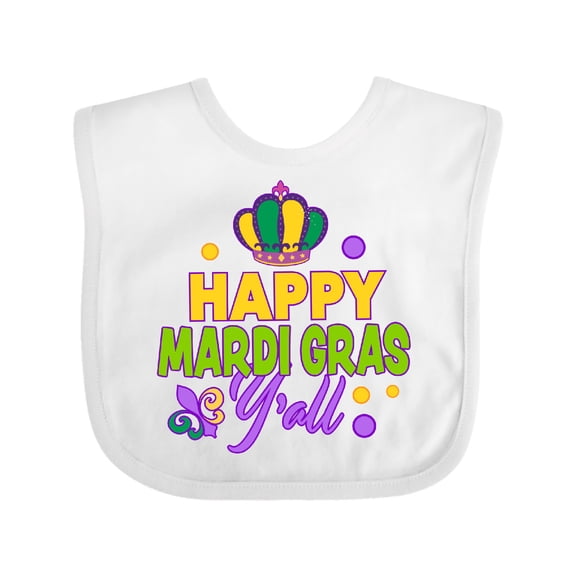 Inktastic Happy Mardi Gras Y'all with Crown Boys or Girls Baby Bib