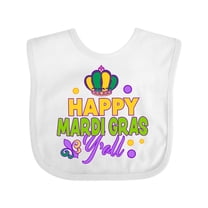 Inktastic Happy Mardi Gras Y'all with Crown Boys or Girls Baby Bib