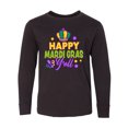 thumbnail image 1 of Inktastic Happy Mardi Gras Y'all with Crown Long Sleeve Youth T-Shirt, 1 of 5