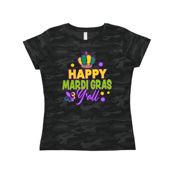 Inktastic Happy Mardi Gras Y'all with Crown Women's T-Shirt