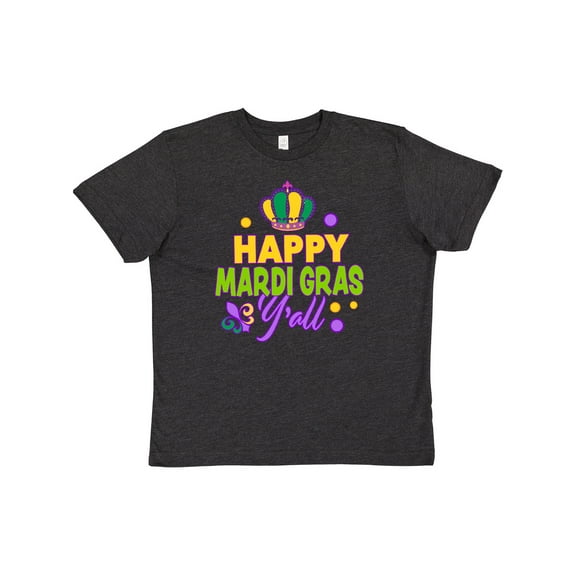 Inktastic Happy Mardi Gras Y'all with Crown Youth T-Shirt
