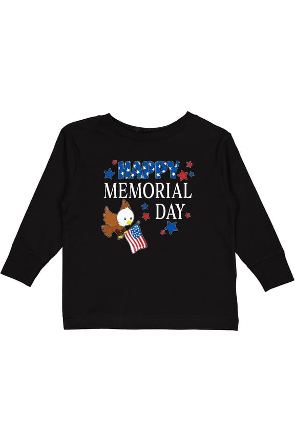Happy Memorial Day Eagle Boys or Girls Long Sleeve Toddler T-Shirt