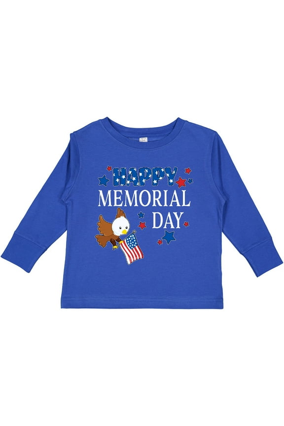 Happy Memorial Day Eagle Boys or Girls Long Sleeve Toddler T-Shirt